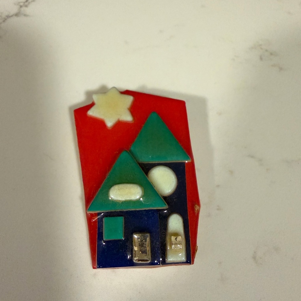 House Pins by Lucinda vintage 90s paper and resin pin